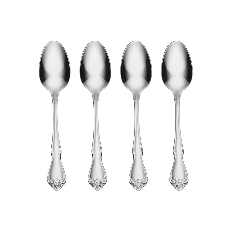 Oneida Silverware Set, True Rose Everyday Flatware Teaspoons Set, Service For 4, 18/0 Stainless Steel, 5.97 x 1.26-Inch, Dishwasher Safe, Mirror Finish, Utensils Set, Tea spoon (Silver, 4 Piece) - Image 1